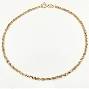 10k Solid Yellow Gold 1.4mm Hollow Rope Chain Bracelet (7.25 inch)
